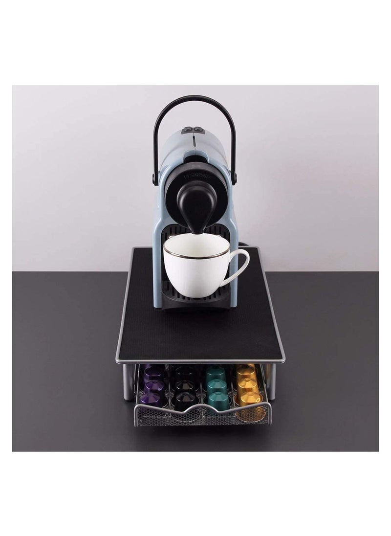 HomarKet - Coffee Pod Holder and Coffee Machine Stand Anti Vibration Non Slip Surface Mesh Drawer Rack for 40Pcs Nespresso Espresso Capsules - Image 1