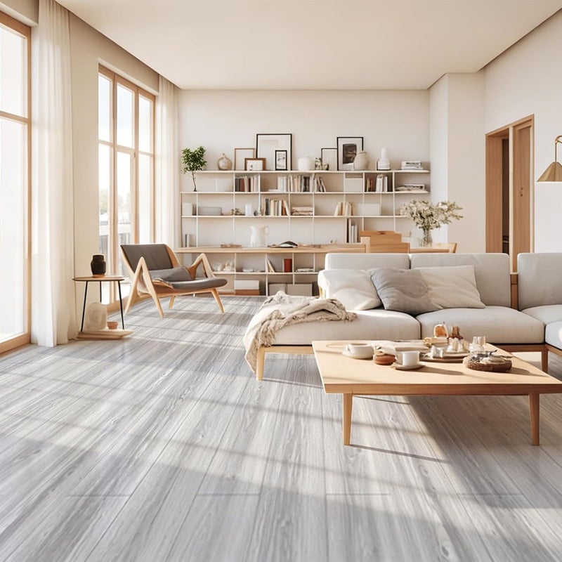 Art3d 15 Sq.ft Peel and Stick Floor Tiles, 10Pcs Luxury Vinyl Plank Flooring Wood Look, Adhesive and Waterproof Tile Sticker for Bedroom, Living Room, Kitchen, Grey - Image 5
