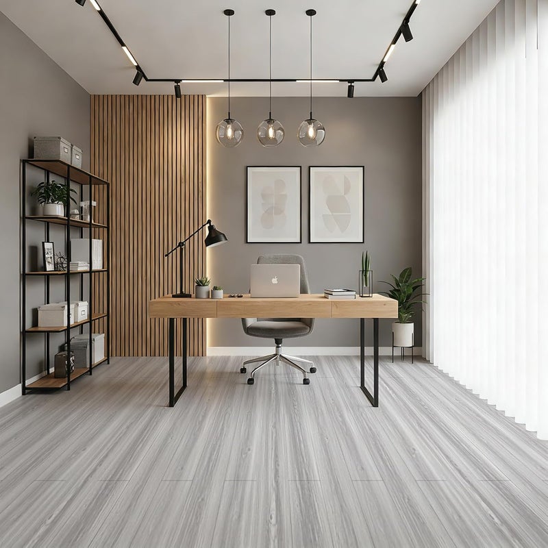 Art3d 15 Sq.ft Peel and Stick Floor Tiles, 10Pcs Luxury Vinyl Plank Flooring Wood Look, Adhesive and Waterproof Tile Sticker for Bedroom, Living Room, Kitchen, Grey - Image 3