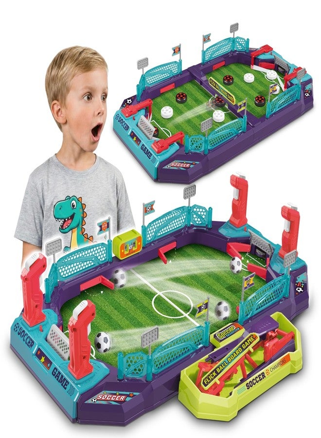 OLEOCA Soccer Board Game - 2 in 1 Foosball & Sling Puck Game Set with Dual Control Handles, Scorekeeper and Goal Bell, Soccer Toys for Kids Ages 3+ - Image 1