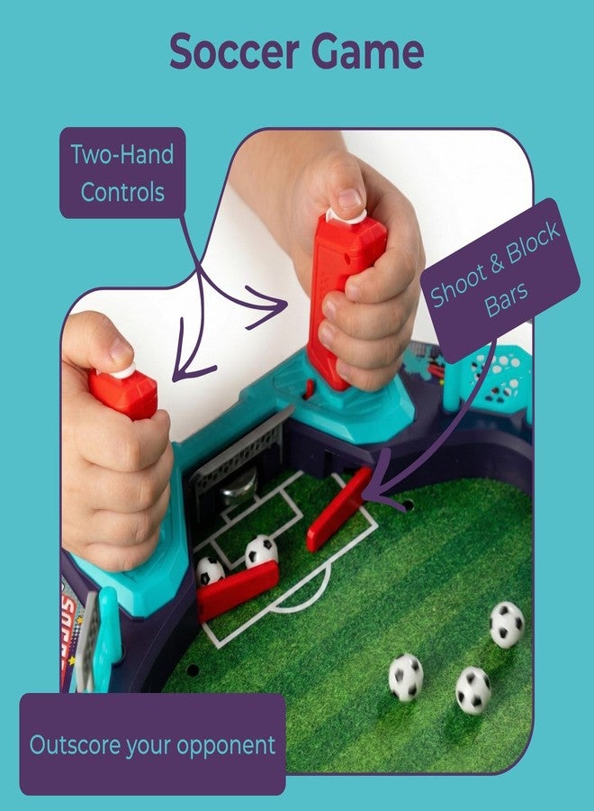 OLEOCA Soccer Board Game - 2 in 1 Foosball & Sling Puck Game Set with Dual Control Handles, Scorekeeper and Goal Bell, Soccer Toys for Kids Ages 3+ - Image 4