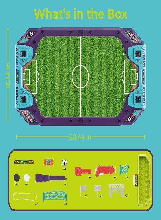 OLEOCA Soccer Board Game - 2 in 1 Foosball & Sling Puck Game Set with Dual Control Handles, Scorekeeper and Goal Bell, Soccer Toys for Kids Ages 3+ - Image 2