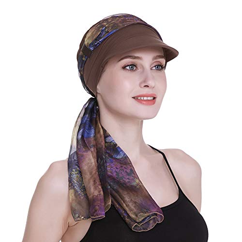 FocusCare Chemo Cap for Women with Cancer Scarf Headwear Brown - Image 2
