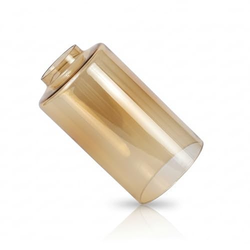 SINOMAN Amber Glass Lamp Shade Cylindrical Transparent Golden Brown Globe for Pendant Lights, Wall Sconces, Chandeliers and Ceiling Fixtures Vintage Style Amber Glass Light Cover for Home - Image 2