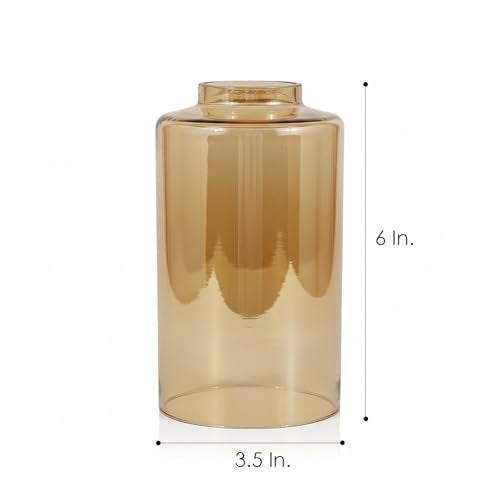 SINOMAN Amber Glass Lamp Shade Cylindrical Transparent Golden Brown Globe for Pendant Lights, Wall Sconces, Chandeliers and Ceiling Fixtures Vintage Style Amber Glass Light Cover for Home - Image 4