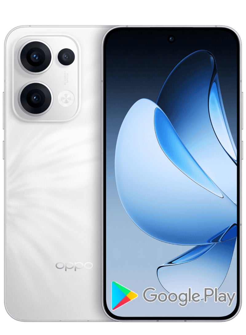 OPPO Reno 13 Mobile 12GB+256GB White features a 6.7-inch FHD+ AMOLED display with a 120Hz refresh rate, a 240Hz touch sampling rate, a 2,160Hz PWM dimming rate, Mediatek Dimensity 8350 chipset with Google play Chinese version - Image 1