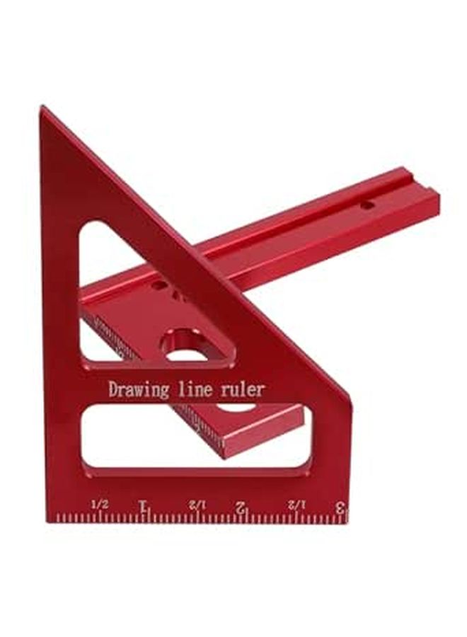Multi Angle Aluminum Measuring Ruler 45 90 Degree Woodworking Square Miter Tool Red - Image 1