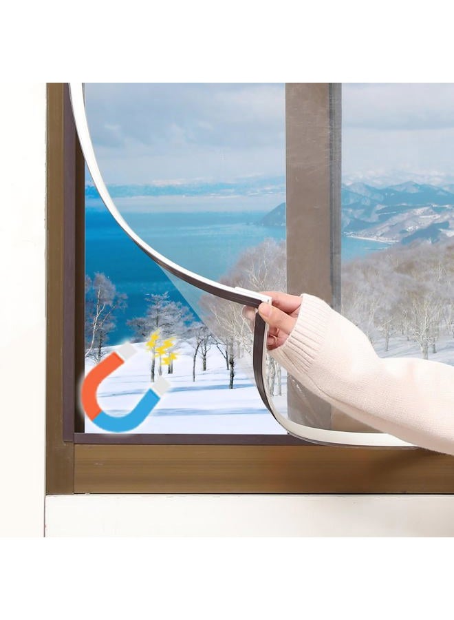 JOOFAN Magnetic Window Insulation kit for Winter Heavy Duty Window Insulation Film with Full Frame Magnetic Strip Window Coverings to Keep Cold Out Storm Warm in Winter and Cool in Summer（56"X35"） - Image 1