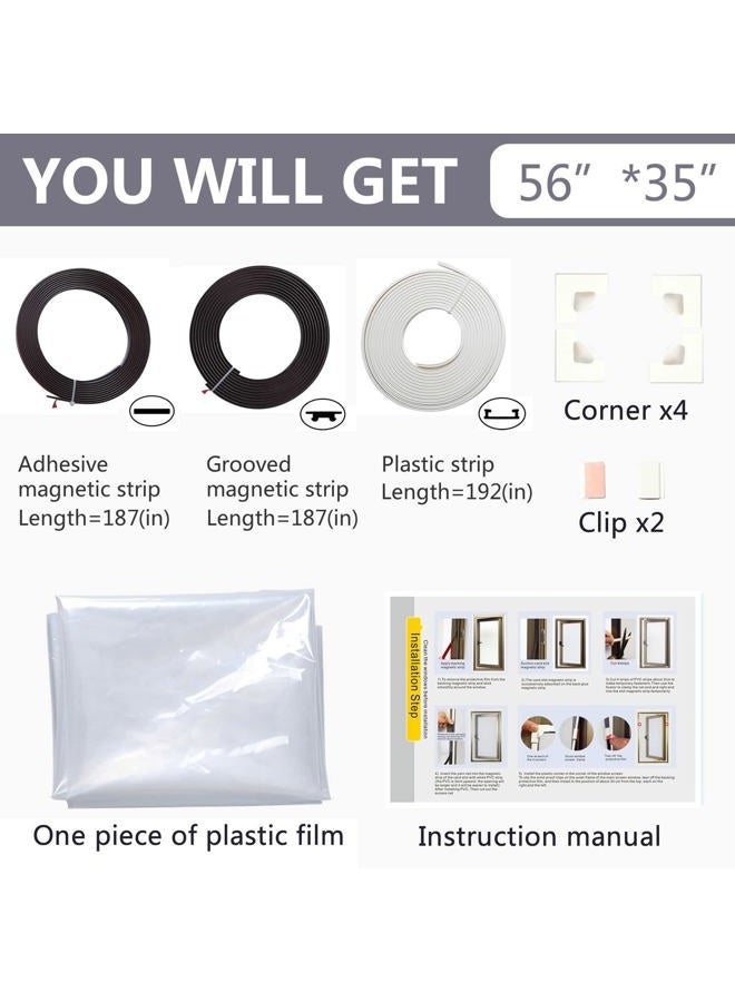 JOOFAN Magnetic Window Insulation kit for Winter Heavy Duty Window Insulation Film with Full Frame Magnetic Strip Window Coverings to Keep Cold Out Storm Warm in Winter and Cool in Summer（56"X35"） - Image 5