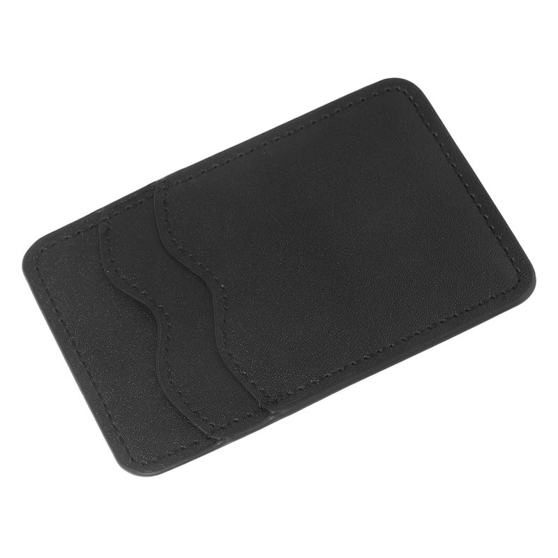 Black Adhesive Phone Card Holder PU Leather Wallet Stick Two Card Pocket - Image 2