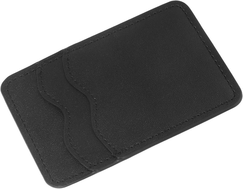 Black Adhesive Phone Card Holder PU Leather Wallet Stick Two Card Pocket - Image 1