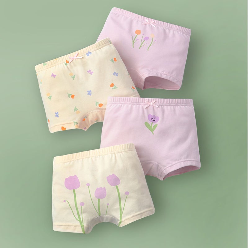 New Style Cotton Childrens Underwear Class A Bacteriostatic Girls Boxer Pants Large Childrens Cotton Thin Girls Shorts Purple floral PJ5315 