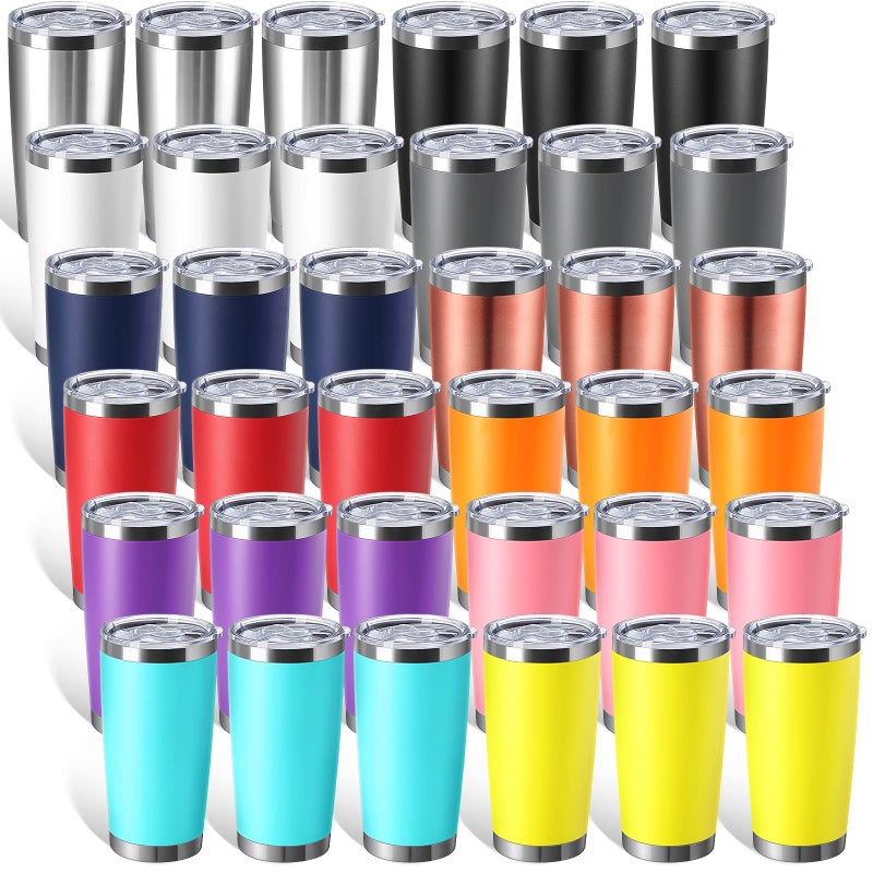 Sieral Sieral 36 Packs Stainless Steel Tumbler Bulk with Lid Vacuum Double Wall Insulated Travel Coffee Mug Powder Coated Tumbler Cup for Graduation Wedding Christmas Birthday PartyMixed 20 oz 