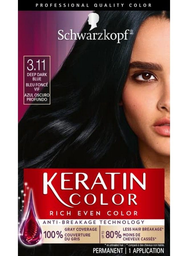 Schwarzkopf Keratin Color Permanent Hair Color Cream 3.11 Deep Dark Blue 1 Kit - Image 1