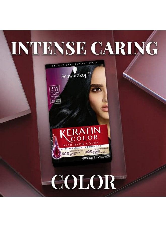 Schwarzkopf Keratin Color Permanent Hair Color Cream 3.11 Deep Dark Blue 1 Kit - Image 5