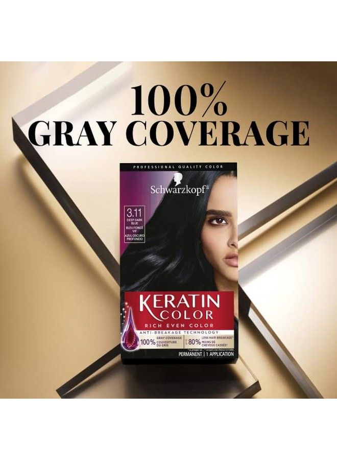 Schwarzkopf Keratin Color Permanent Hair Color Cream 3.11 Deep Dark Blue 1 Kit - Image 4