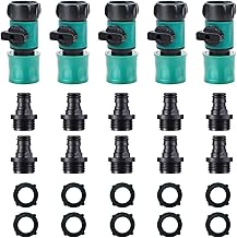 JUSONEY JUSONEY Hose Shut Off Valve - Garden Hose Connectors, 5PCS Hose Quick Connector with Valve + 10 Pcs Rubber Washers +  - Image 1