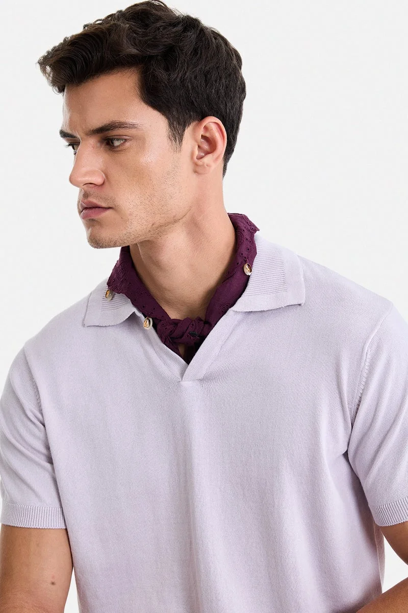 سنيتش Light Pink Textured Short Sleeve Regular Fit T-Shirt