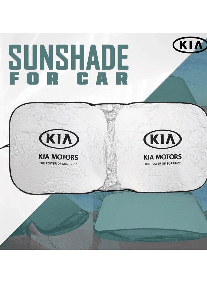 KIA  Windshield Sunshade for Car – Foldable Reflective Front Window Sun Shade, Heat & UV Protection, Universal Fit, Portable Auto Sun Visor with Storage Pouch - Image 2