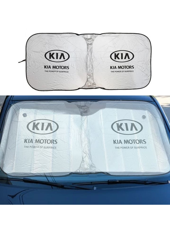 KIA  Windshield Sunshade for Car – Foldable Reflective Front Window Sun Shade, Heat & UV Protection, Universal Fit, Portable Auto Sun Visor with Storage Pouch - Image 3