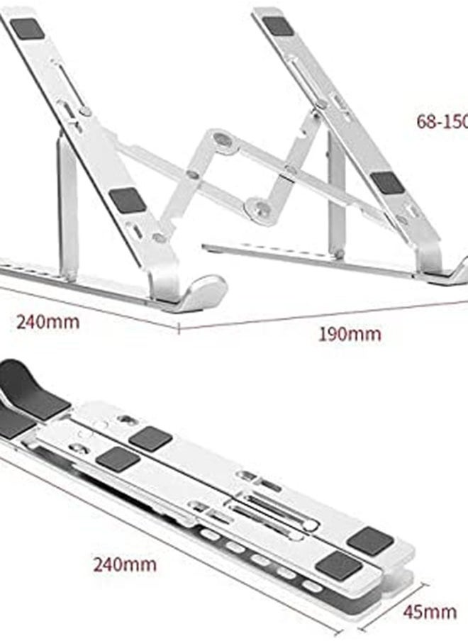 Generic 7-Level Adjustable Aluminum Alloy Foldable Laptop Stand - Silver  - Image 4