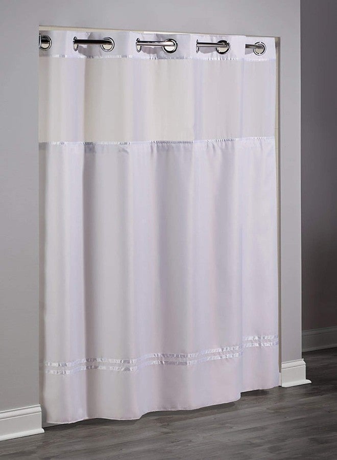 Hookless Arcs & Angles Shower Curtain,White,Escape Pattern,74" L (8541793084) - Image 3