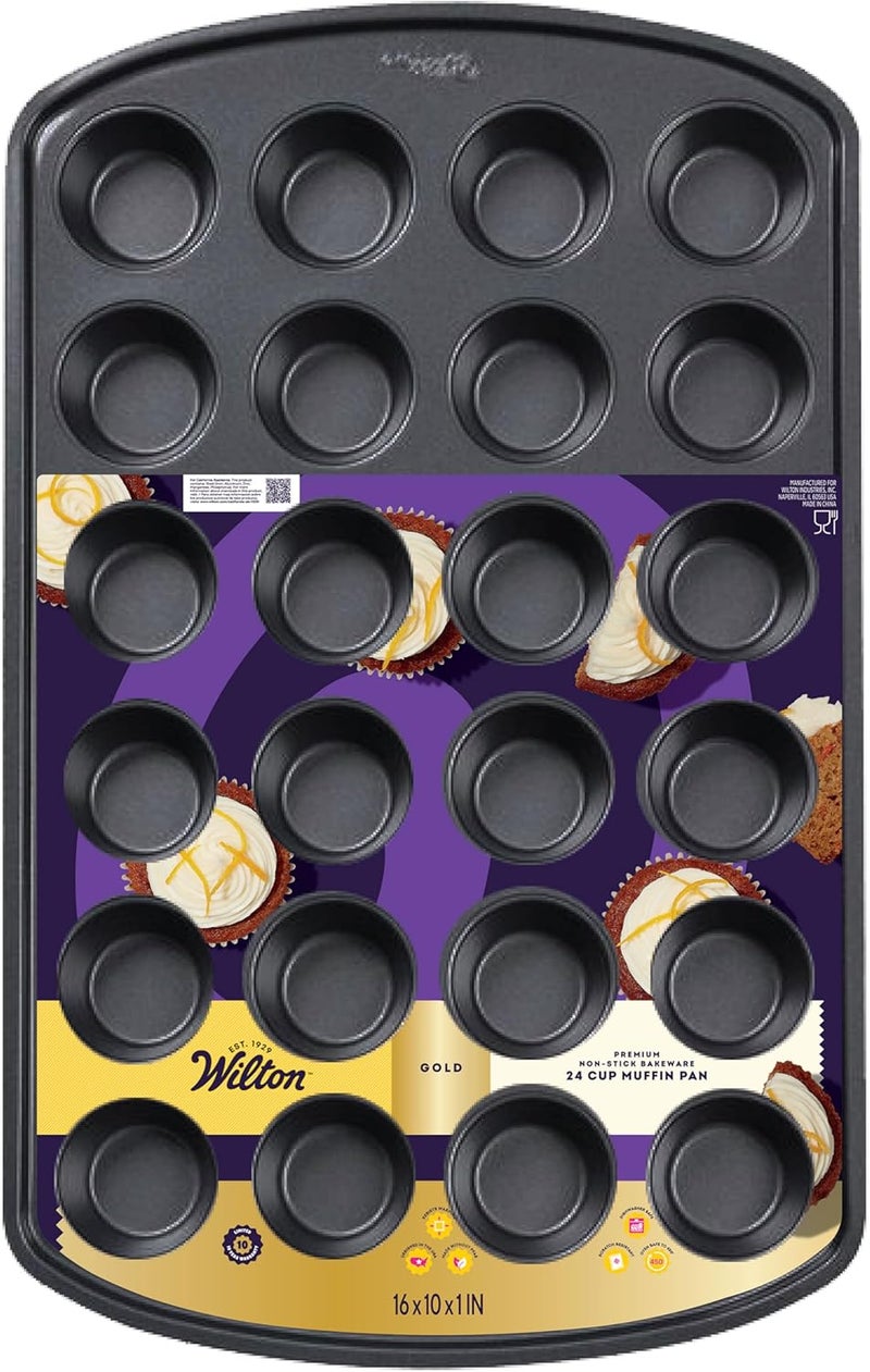 Wilton Gold Premium NonStick Bakeware 24 cup Muffin Pan 16x10x1 in - Image 1