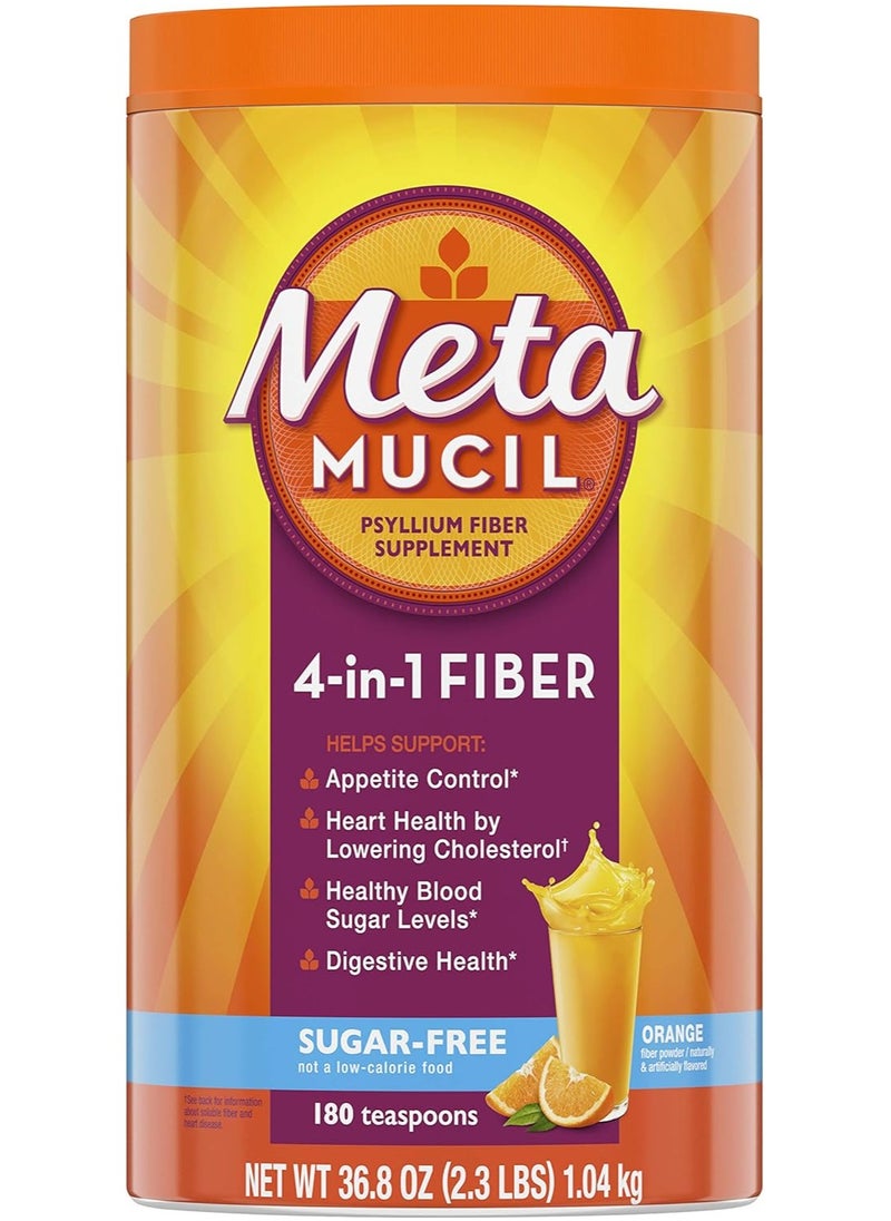Metamucil - Psyllium Fiber Supplement, Sugar-Free, Orange, 36.8 oz (2.3 Lb) - Image 1