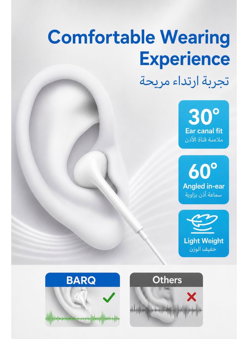 BARQ iPhone headphones – Wired iPhone headphones, wired earphones, wired earphones, Type-C headphones, and Type-C earphones with high quality, deep HD sound, clear microphone, and volume control. Comfortable and compatible with iPhone 15, 16, and 17. - Image 5
