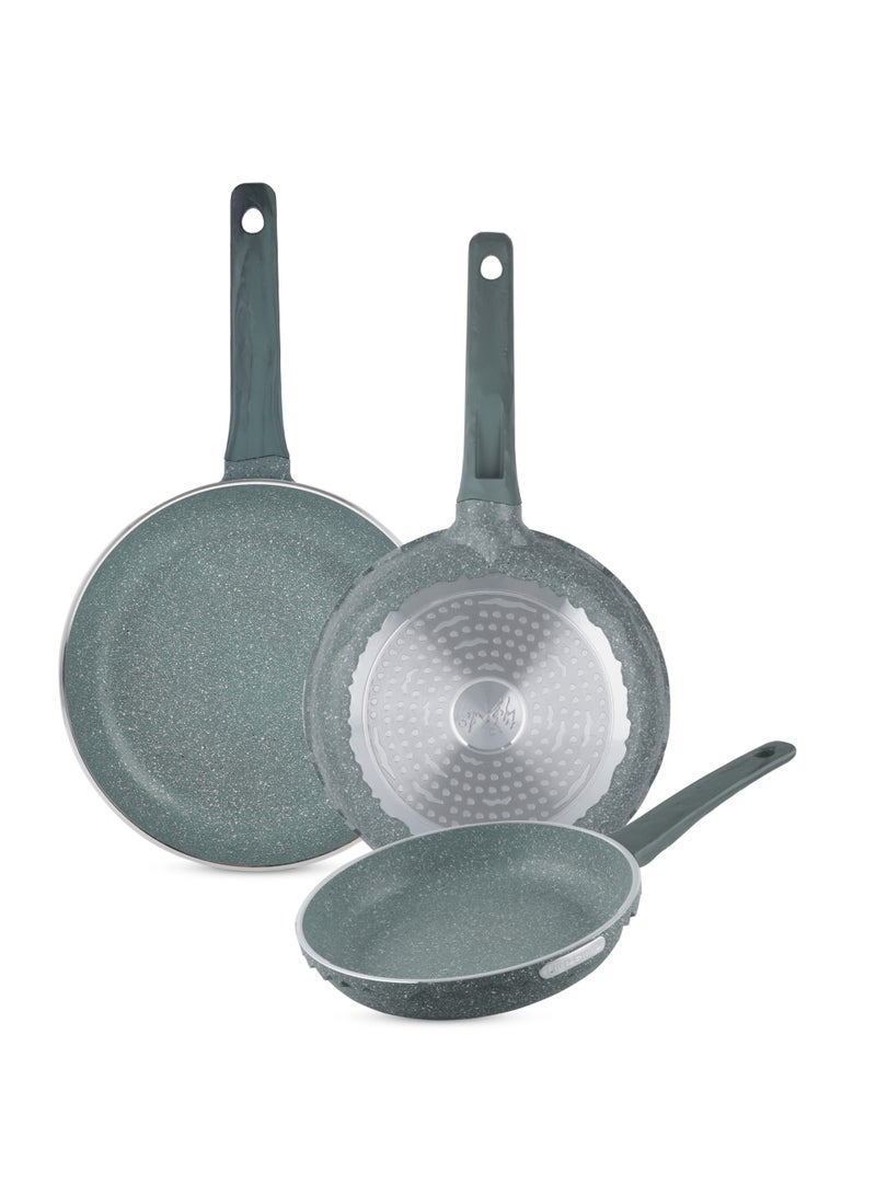 Life Smile طقم مقالي غير لاصقة مكون من 3 قطع مع قاع تحريضي - أواني طهي متينة - Image 1