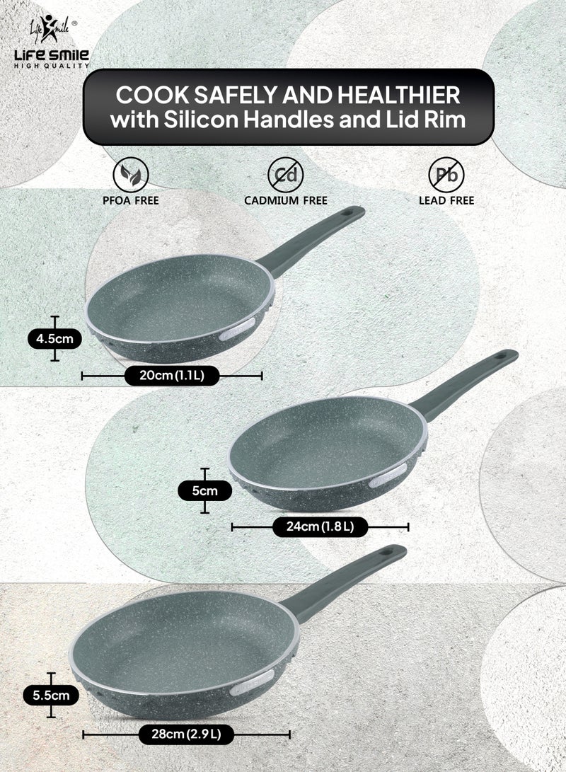 Life Smile طقم مقالي غير لاصقة مكون من 3 قطع مع قاع تحريضي - أواني طهي متينة - Image 3