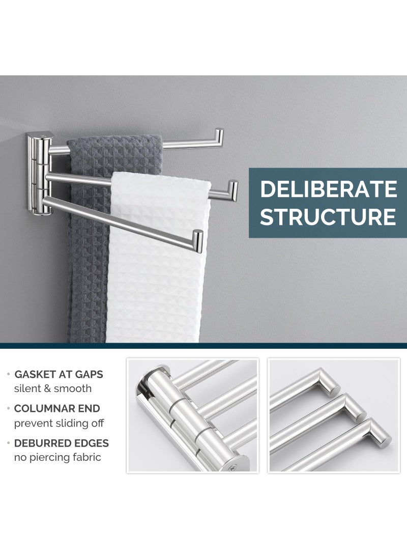 Angle Simple Angle Simple Swivel Hand Towel Rack 3 Bars Polished Chrome  304 Stainless Steel Bathroom Towel Holder Wall Mount  - Image 5