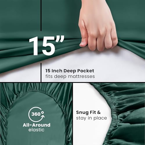 Utopia Bedding King Fitted Sheet - Bottom Sheet - Deep Pocket - Soft Microfiber - Shrinkage and Fade Resistant - Easy Care -1 Fitted Sheet Only (Emerald) - Image 3