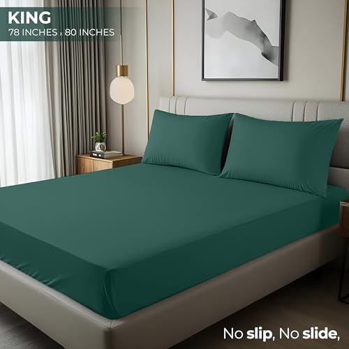 Utopia Bedding King Fitted Sheet - Bottom Sheet - Deep Pocket - Soft Microfiber - Shrinkage and Fade Resistant - Easy Care -1 Fitted Sheet Only (Emerald) - Image 2