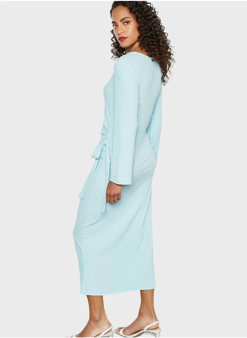 SIVVI for HANIYA Ribbed Knitted Tie Detail Dress