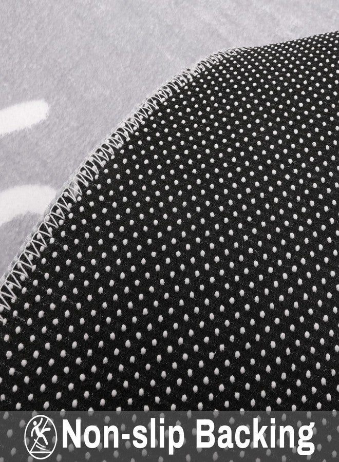 LIVEBOX ABC Play Room Round Rug for Kids Bedroom, Alphabet Area Rug Circle Washable Rug for Playroom Classroom Tent, Non-Slip Crawling Mat Circular Learning Carpet for Teen Boys and Girls (59",Grey) - Image 4