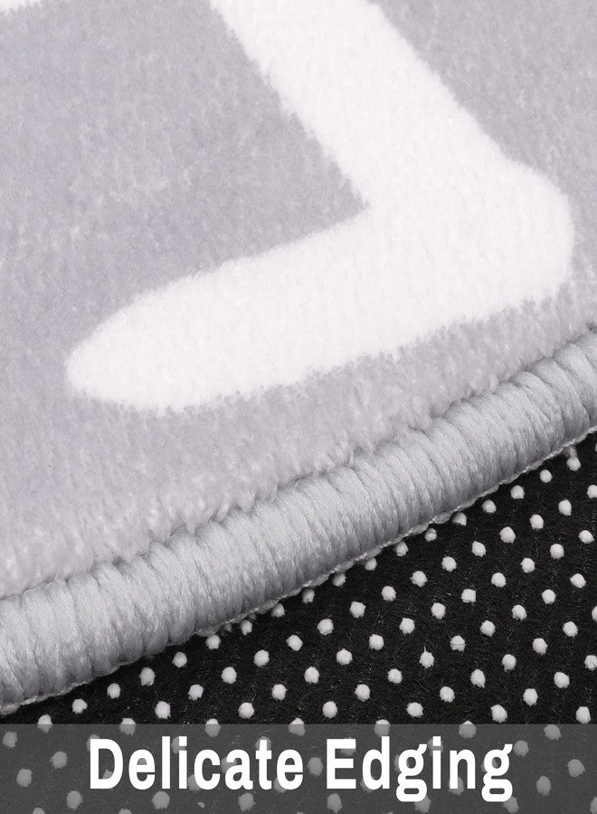 LIVEBOX ABC Play Room Round Rug for Kids Bedroom, Alphabet Area Rug Circle Washable Rug for Playroom Classroom Tent, Non-Slip Crawling Mat Circular Learning Carpet for Teen Boys and Girls (59",Grey) - Image 5