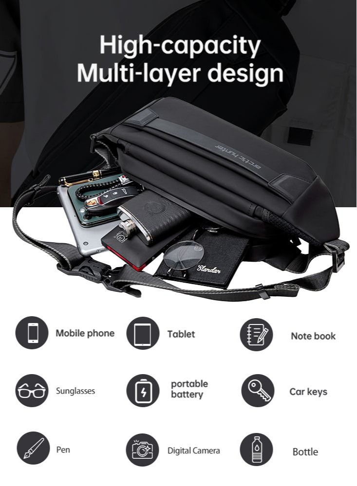 Lightweight  Waist Money Bag for Men and Women,Crossbody Shoulder Bag Pack,Belt Bag for Travel Walking Running Hiking Cycling, Black