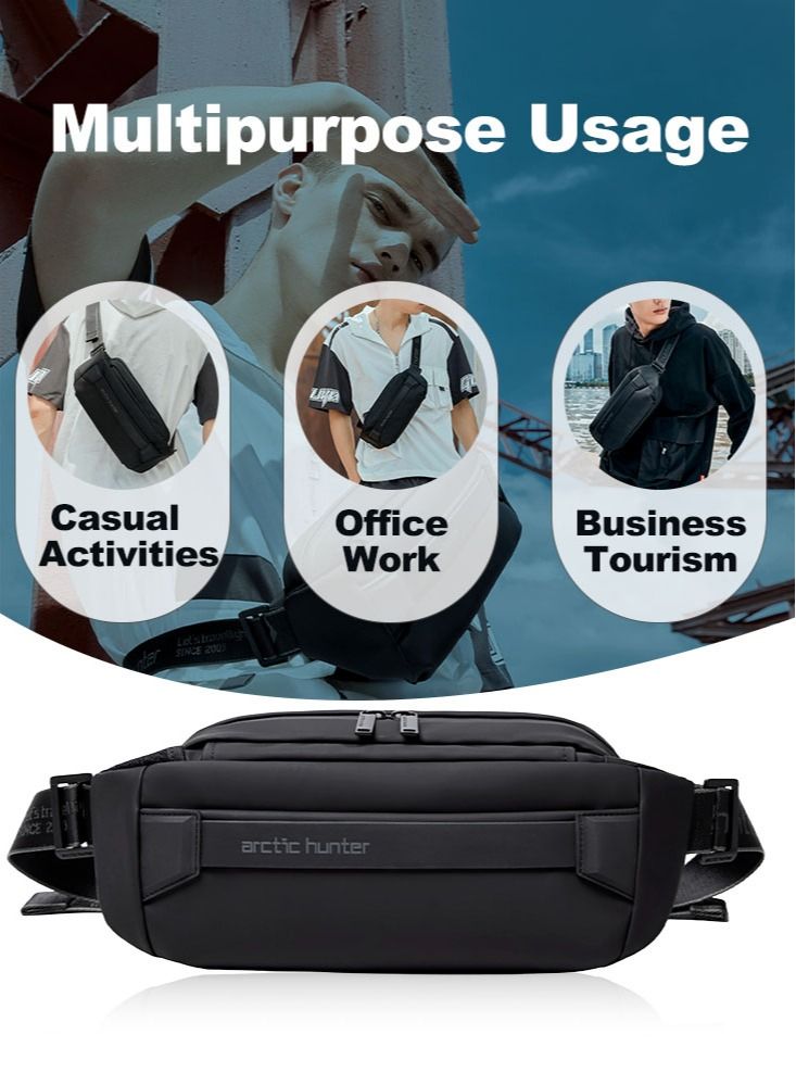 Lightweight  Waist Money Bag for Men and Women,Crossbody Shoulder Bag Pack,Belt Bag for Travel Walking Running Hiking Cycling, Black