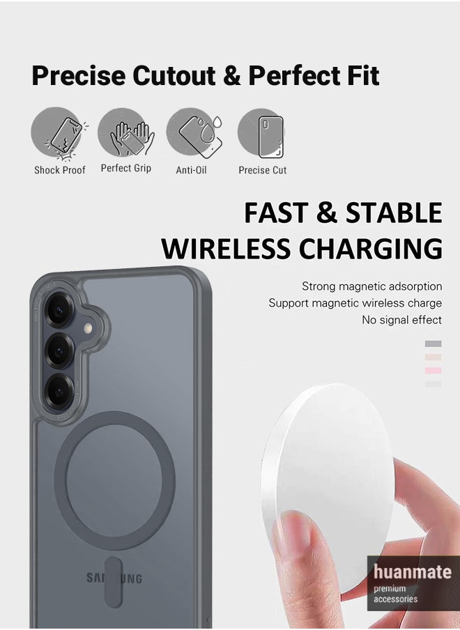 huanmate - Samsung Galaxy S25 Plus MagSafe Case Grey- High Quality Strong Magnet, Wireless Charging Compatible, Shockproof Protection, Ultra Slim Anti-Scratch Magnetic Cover for Samsung Galaxy S25 Plus - Image 1