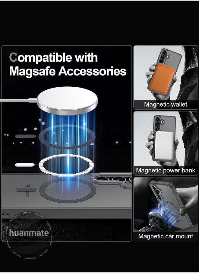 huanmate - Samsung Galaxy S25 Plus MagSafe Case Grey- High Quality Strong Magnet, Wireless Charging Compatible, Shockproof Protection, Ultra Slim Anti-Scratch Magnetic Cover for Samsung Galaxy S25 Plus - Image 1