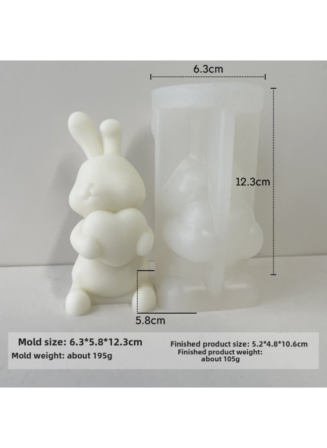 Generic Bear Aromatherapy Candle Mold Diy Valentine's Day Handmade Soap Expansion Stone Gift Chocolate Silicone Baking Tool-Specifications:Heart-holding Rabbit J-0345  - Image 1