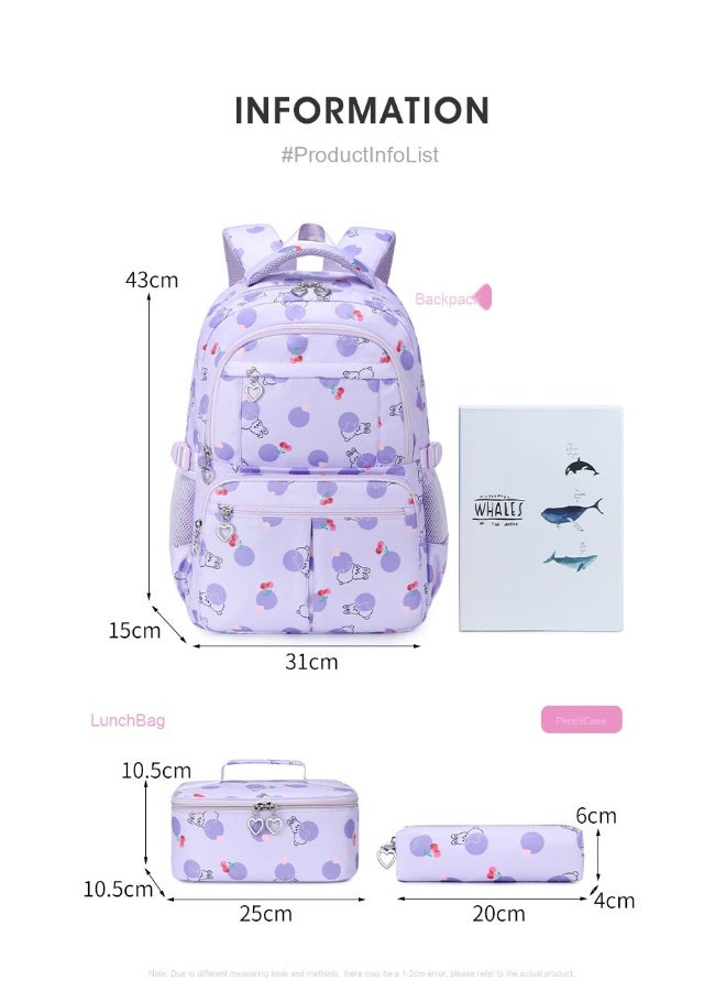 Cute Cartoon Large Capacity Schoolbag Set Of Three Items  - Image 2