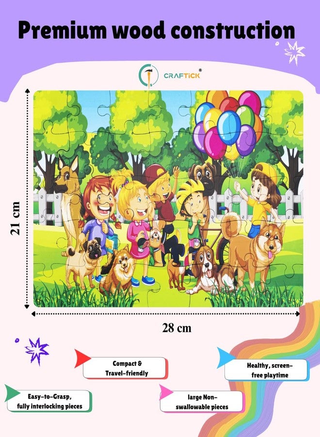 أحجية الصور المقطوعة Craftick® Park Outdoor Scene مع العديد من الأطفال والبالونات، لعبة تعليمية للأطفال، تتميز برسومات واقعية، وتقوي التركيز والذاكرة، وتعزيز القدرات العقلية | هدية تذكارية - Image 2