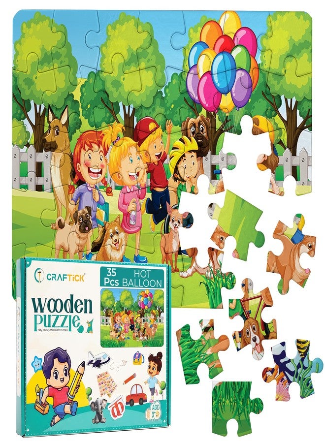 أحجية الصور المقطوعة Craftick® Park Outdoor Scene مع العديد من الأطفال والبالونات، لعبة تعليمية للأطفال، تتميز برسومات واقعية، وتقوي التركيز والذاكرة، وتعزيز القدرات العقلية | هدية تذكارية - Image 1