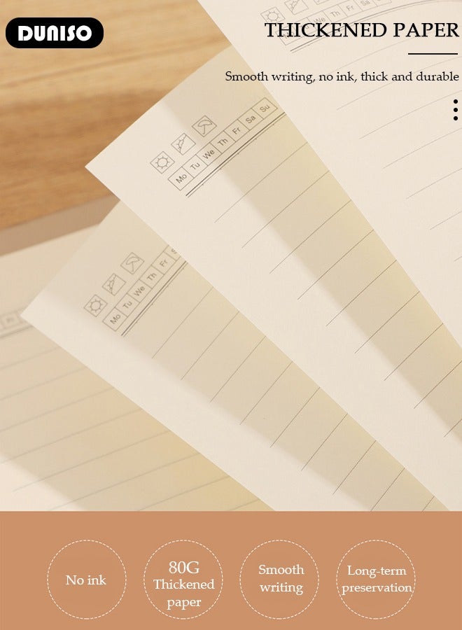 DUNISO دفتر ملاحظات بجانب مسطر، دفتر كلاسيكي بخط عرضي مع شريط علامة القلم وحلقة القلم وقفل على شكل حرف U للنساء والرجال في العمل والمكتب والمدرسة، الاجتماعات - Image 3