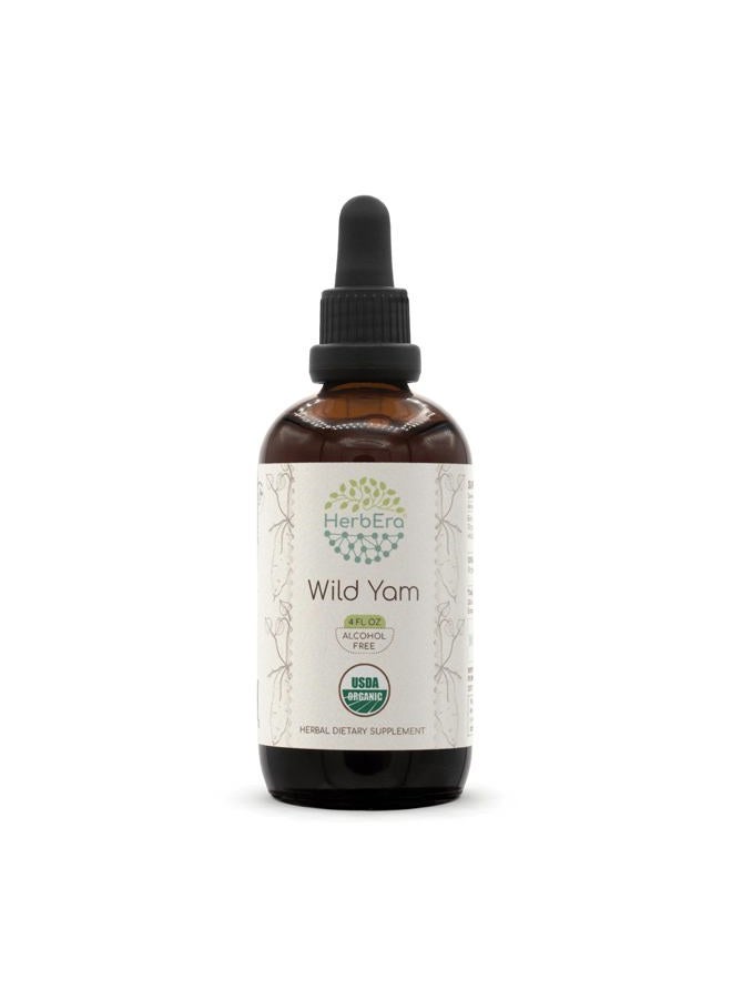 HerbEra Wild Yam B120 USDA Organic Alcohol-Free Herbal Extract Tincture, Concentrated Liquid Drops Natural Wild Yam (Dioscorea Villosa) Dried Root 4 fl oz - Image 1