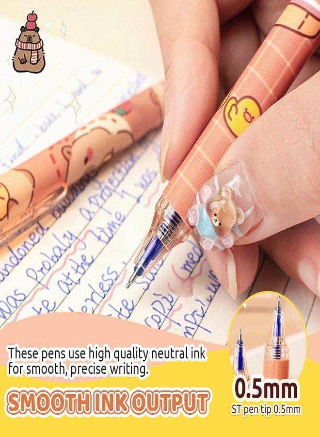 Climberty® 6Pcs Erasable Gel Pens with Rubber Eraser Cap Blue Ink Cute Cartoon Capybara Student Writing Pens Office Stationeries Gift Set - Image 3