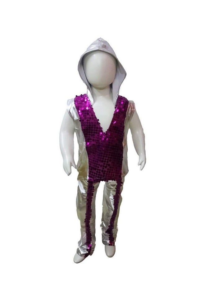 BookMyCostume BookMyCostume Western Dance Costume for Boys - Purple & Silver - Tshirt with Trousers - Premium 8-10 years  - Image 1