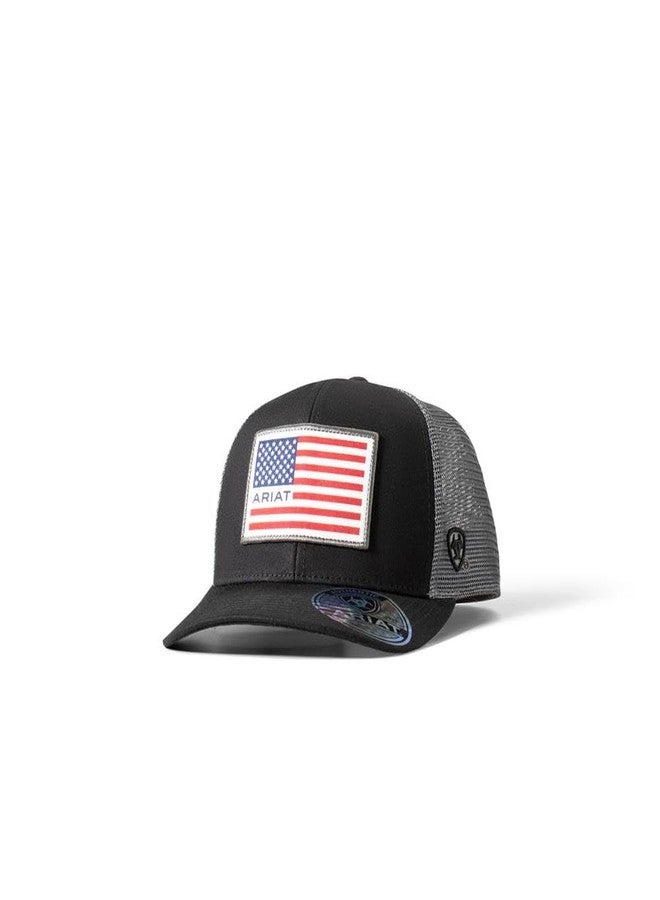 ARIAT Mens American Flag Patch Black Cap